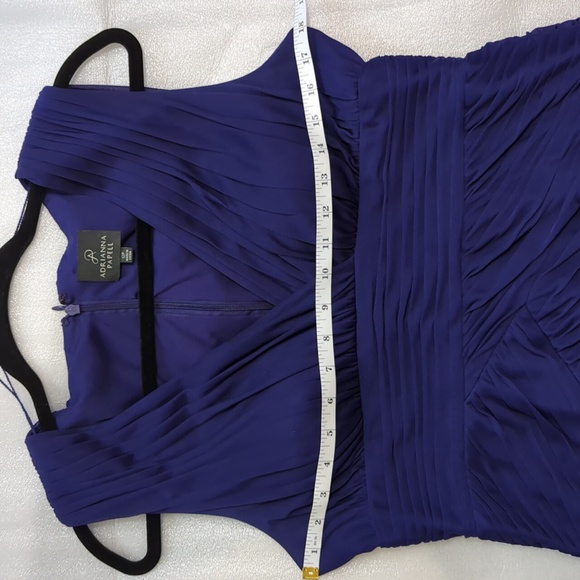 Adrianna Papell Women's Blue Chiffon Ruched Special Occasion Dress Size 12P - Picture 7 of 9